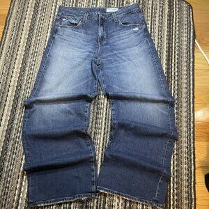 AG Adriano Goldschmied AG-ED DENIM Women Wide-Leg Jeans Blue High-Rise Size 28